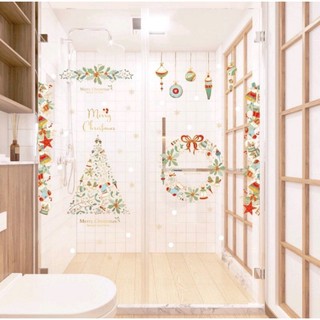 Decan trang trí giáng sinh - decal noel dán kính cắt sẵn - tranh dán tường merry christmas