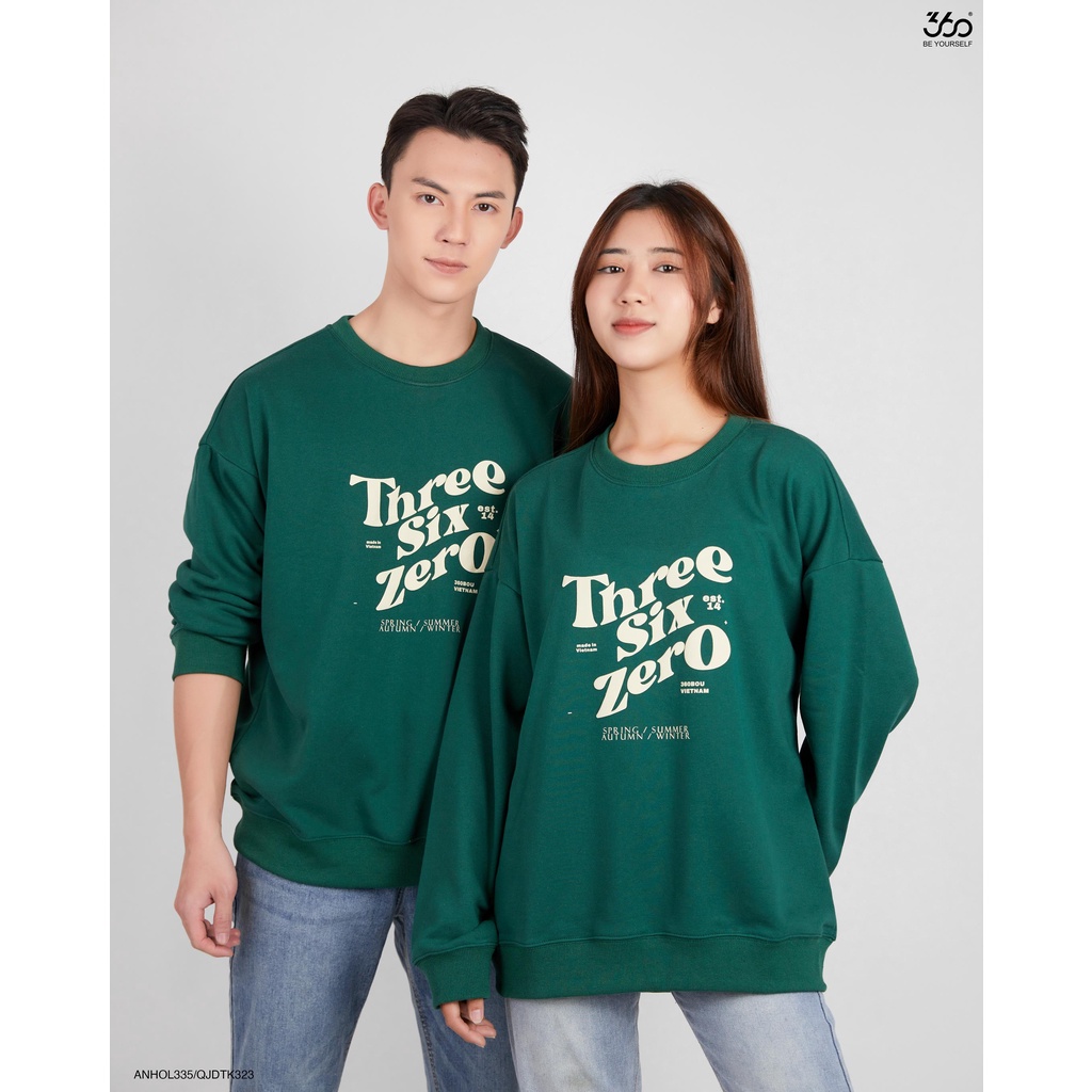 Áo sweater nam form rộng trẻ trung thương hiệu 360 Boutique chất liệu nỉ da cá- ANHOL335