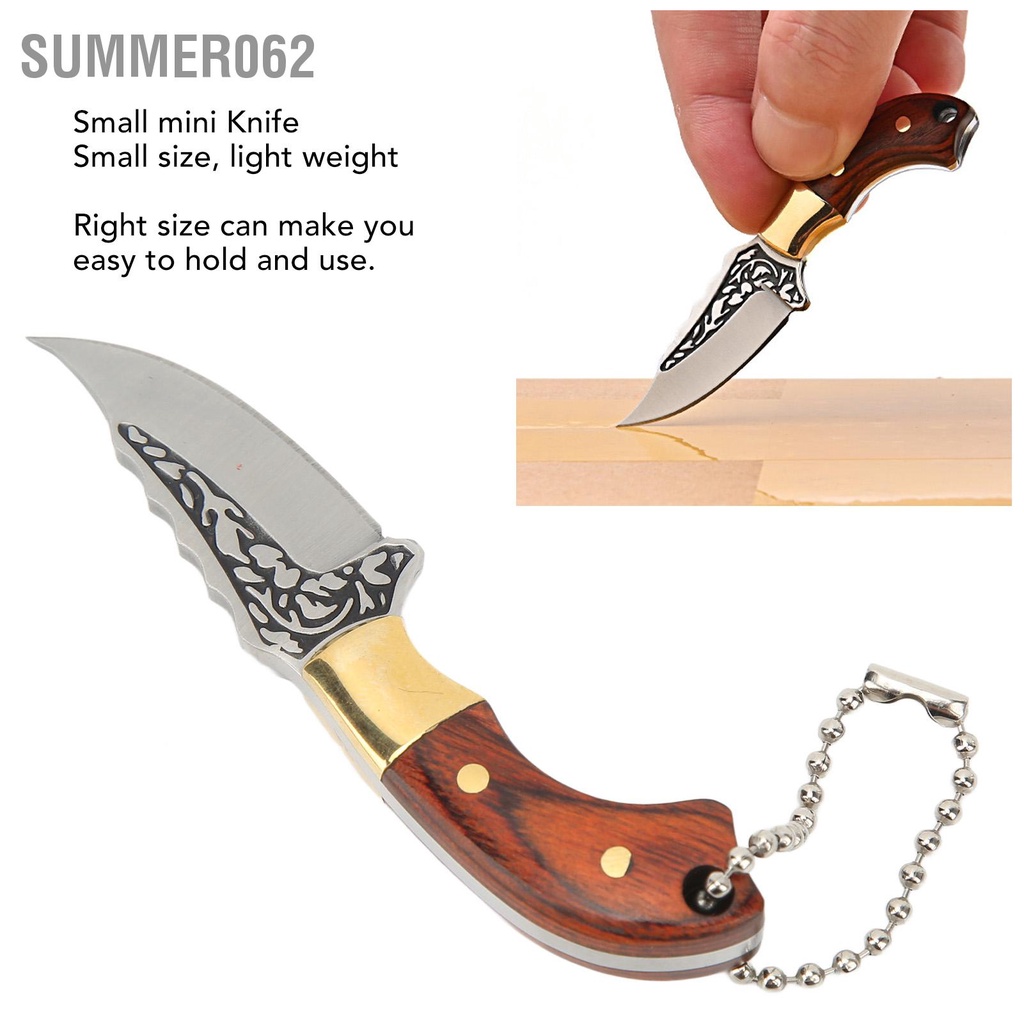 Summer062 Đồng Gỗ Mini Dao Sắc Nét Tự Vệ Móc Khóa Express Dụng Cụ Mở Gói