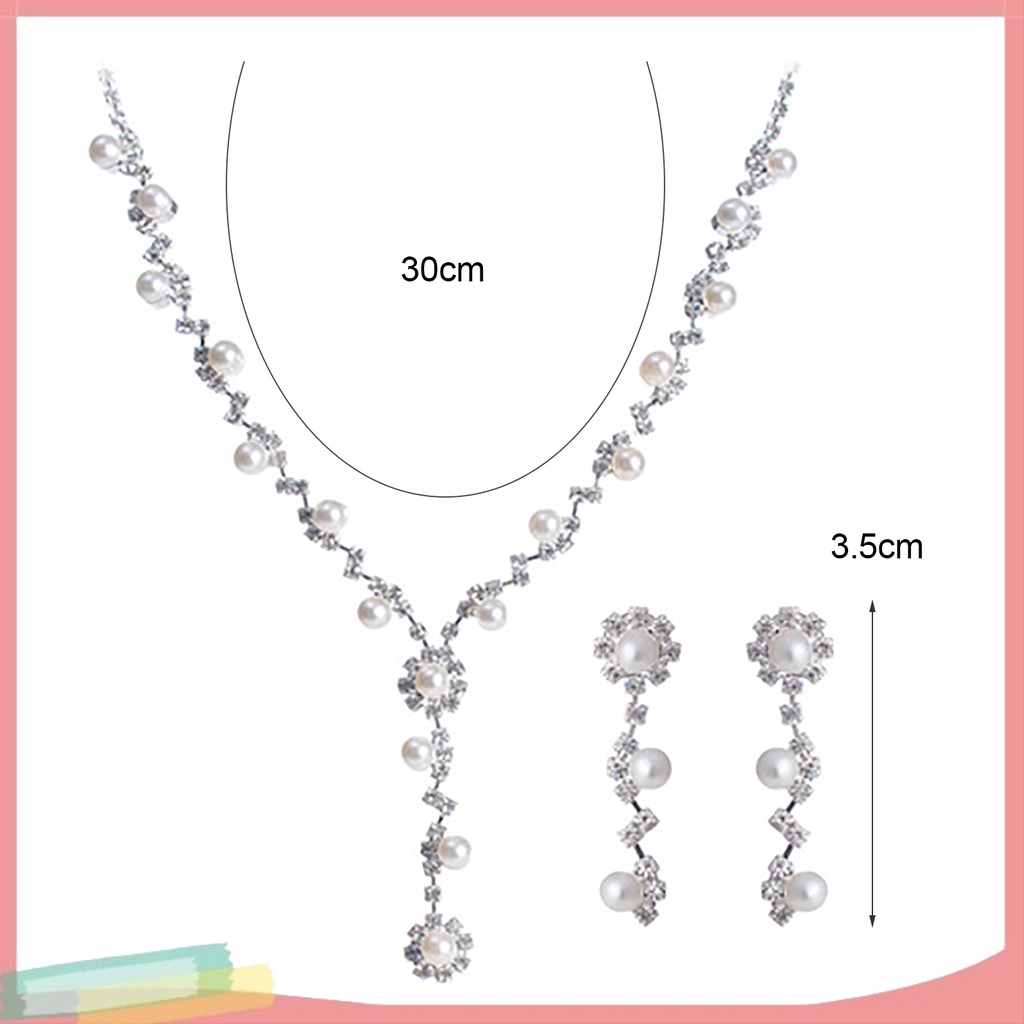 Dây chuyền và đôi hoa tai đính ngọc trai giả thời trang sang trọng