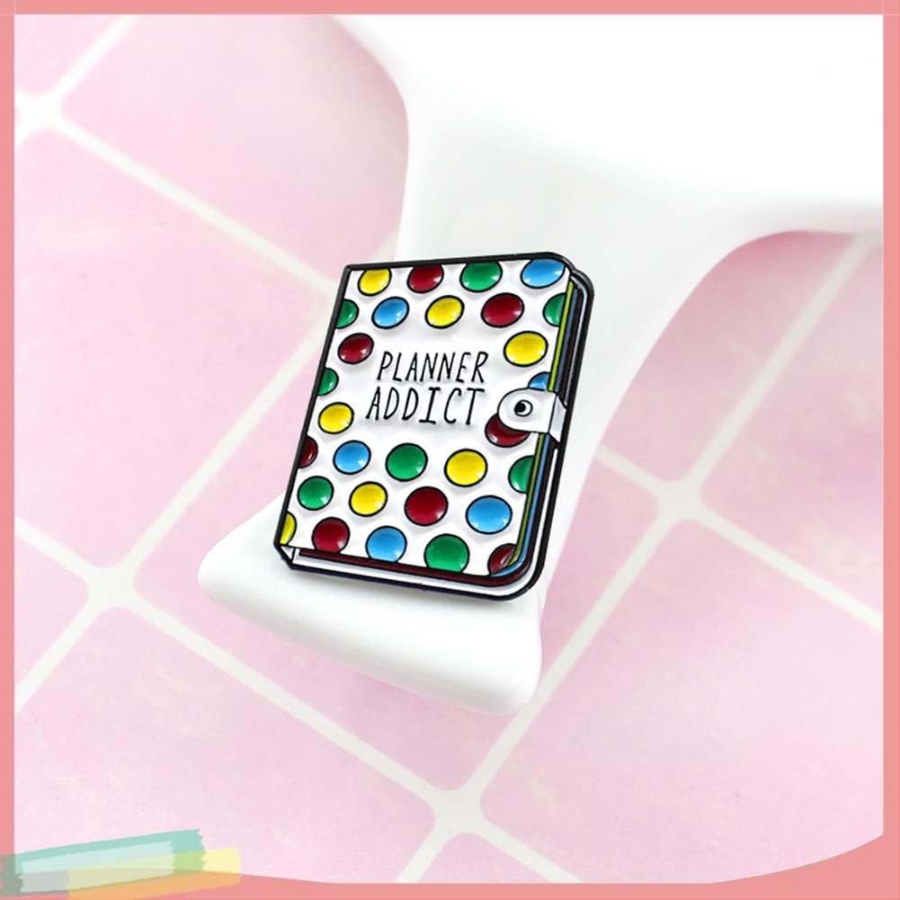 【LK】Planner Addict Book Colorful Dots Enamel Brooch Pin Denim Backpack Badge