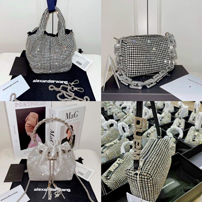 Túi wang đá Xích vàng - bạc bản 2 dây full box chuẩn loại đẹp