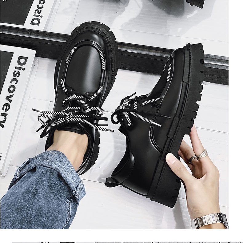 ✔️TẶNG QUÀ Giày boot da nam cổ lửng buộc dây, giầy tây hàn quốc dr martens ulzzang  thời trang đế tăng cao Nx