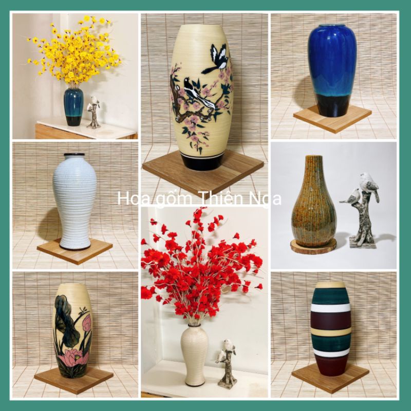 Lọ hoa gốm men hỏa biến Bát Tràng - cao từ 28 - 35cm cắm lựu, mai đào tết