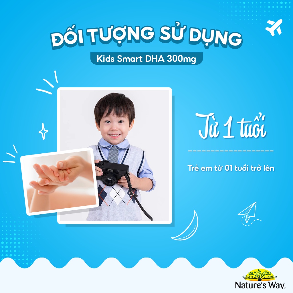 Combo 2 Hộp Viên Nhai Kids Smart DHA 300mg Triple Strength NATURE'S WAY Phát Triển Não Bộ Và Mắt Khỏe Mạnh 50 Viên/hộp