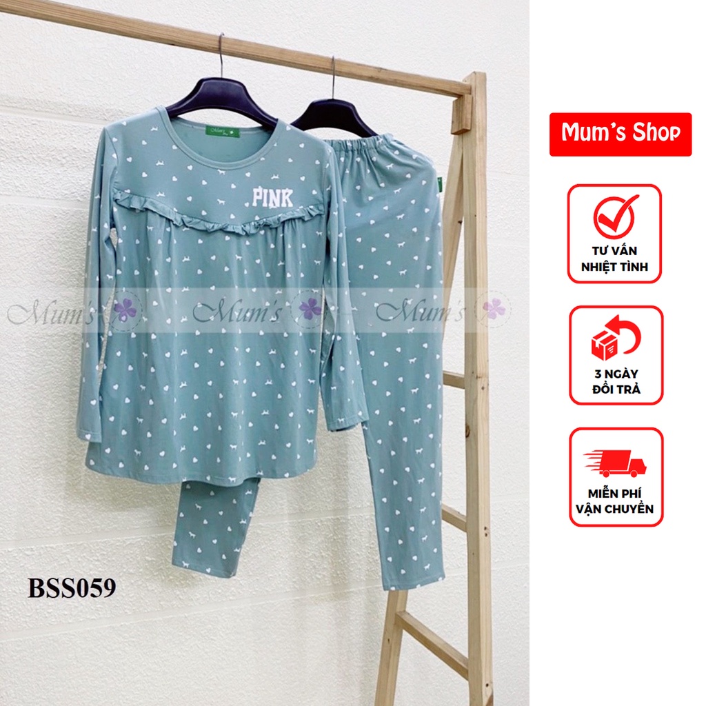 ĐỒ BỘ BẦU VÀ SAU SINH FREESHIPBộ cottong pink dài tay bèo ngực có khóa bé ti