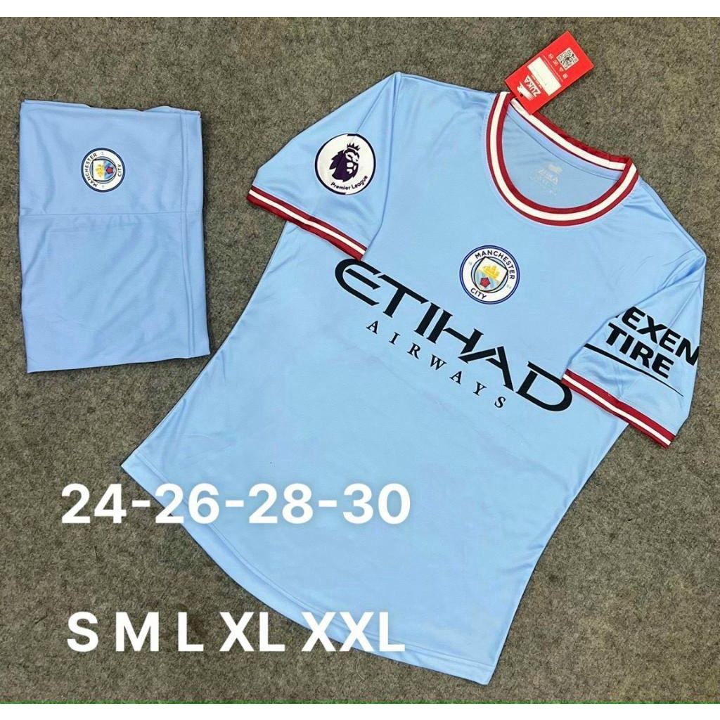Bộ quần Áo Đá Bóng Mancity xanh sân nhà chất thun lạnh thái