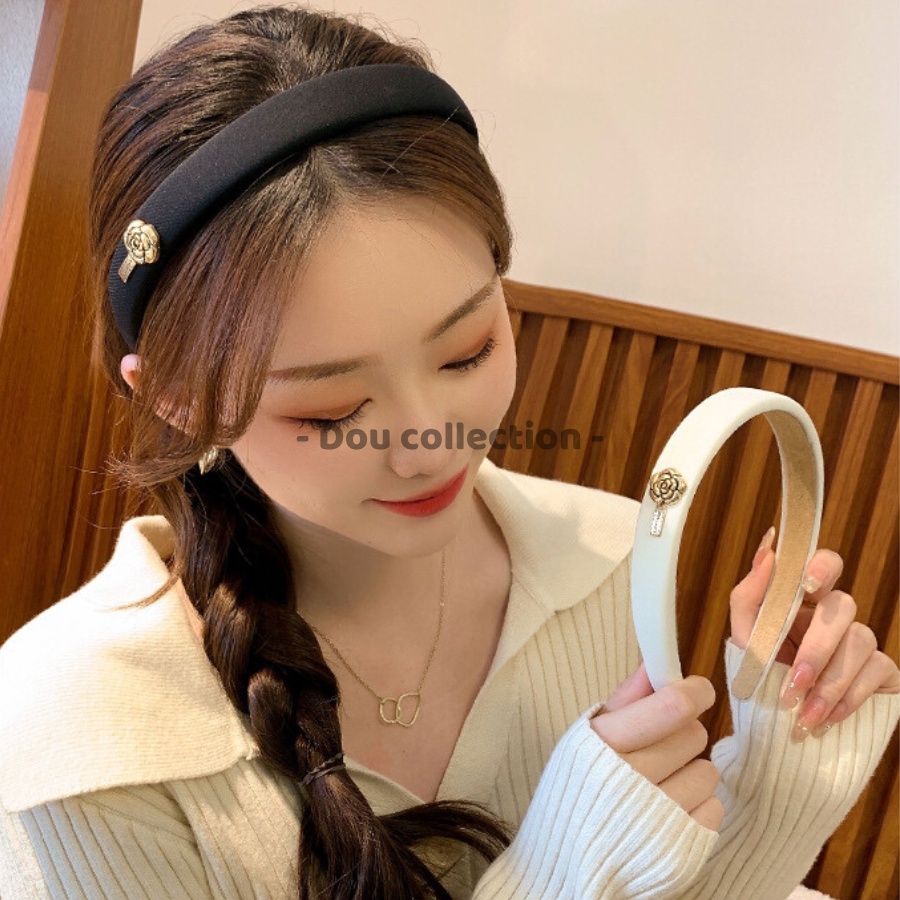 [NowShip2h] Mấn cài tóc nữ, băng đô tóc cao cấp trơn phối LOVEDAYS Retro dễ thương phối áo dài màu đen trắng - Mã CT021