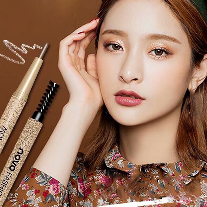 Bút Chì Kẻ Lông Mày Xoay Tự Động Kèm 3 Lõi Thay Thế Và 3 Thẻ Vẽ Lông Mày Novo