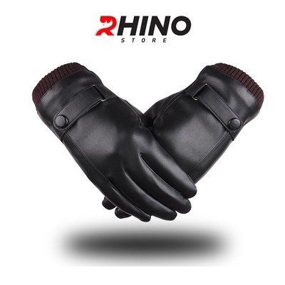 Găng tay da nam nữ giữ ấm, chống gió Rhino G903 Lót lông cảm ứng điện thoại, đi xe máy