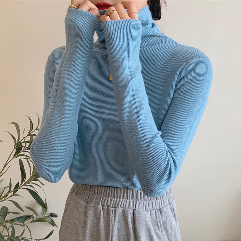 Áo Len Tay Dài Cổ Lọ Phong Cách Hàn Quốc