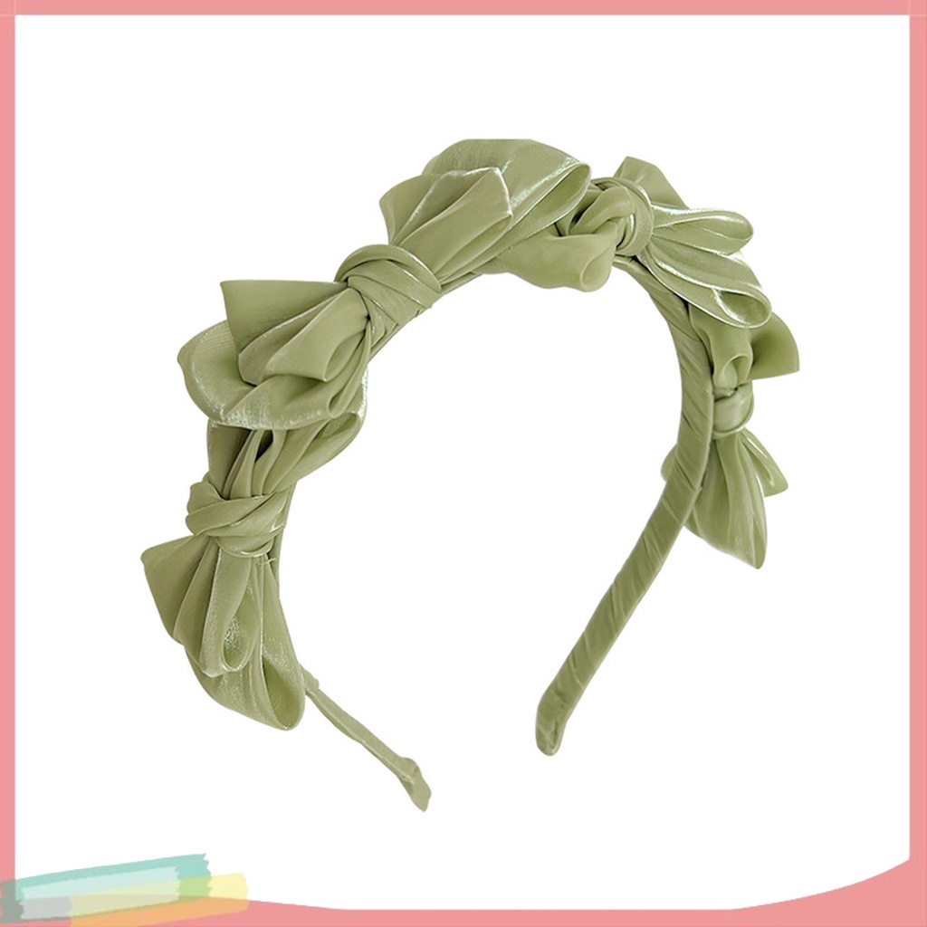Băng Đô Cài Tóc Nữ Vải Mềm Màu Trơn Đính Nơ Xinh Xắn