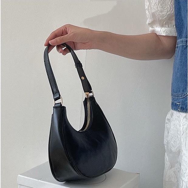 Mischa Túi Đeo Vai Da PU Mềm Màu Trơn Kiểu retro Đơn Giản