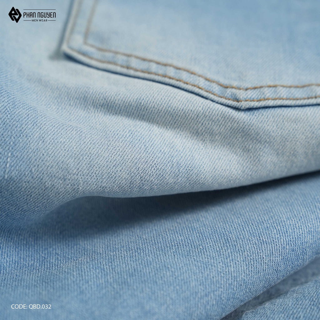 Quần jeans nam xanh nhạt dáng dài Phan Nguyễn, kiểu dáng slim fit, thiết kế trẻ trung, độ bền cao, co giãn tốt QBD.032