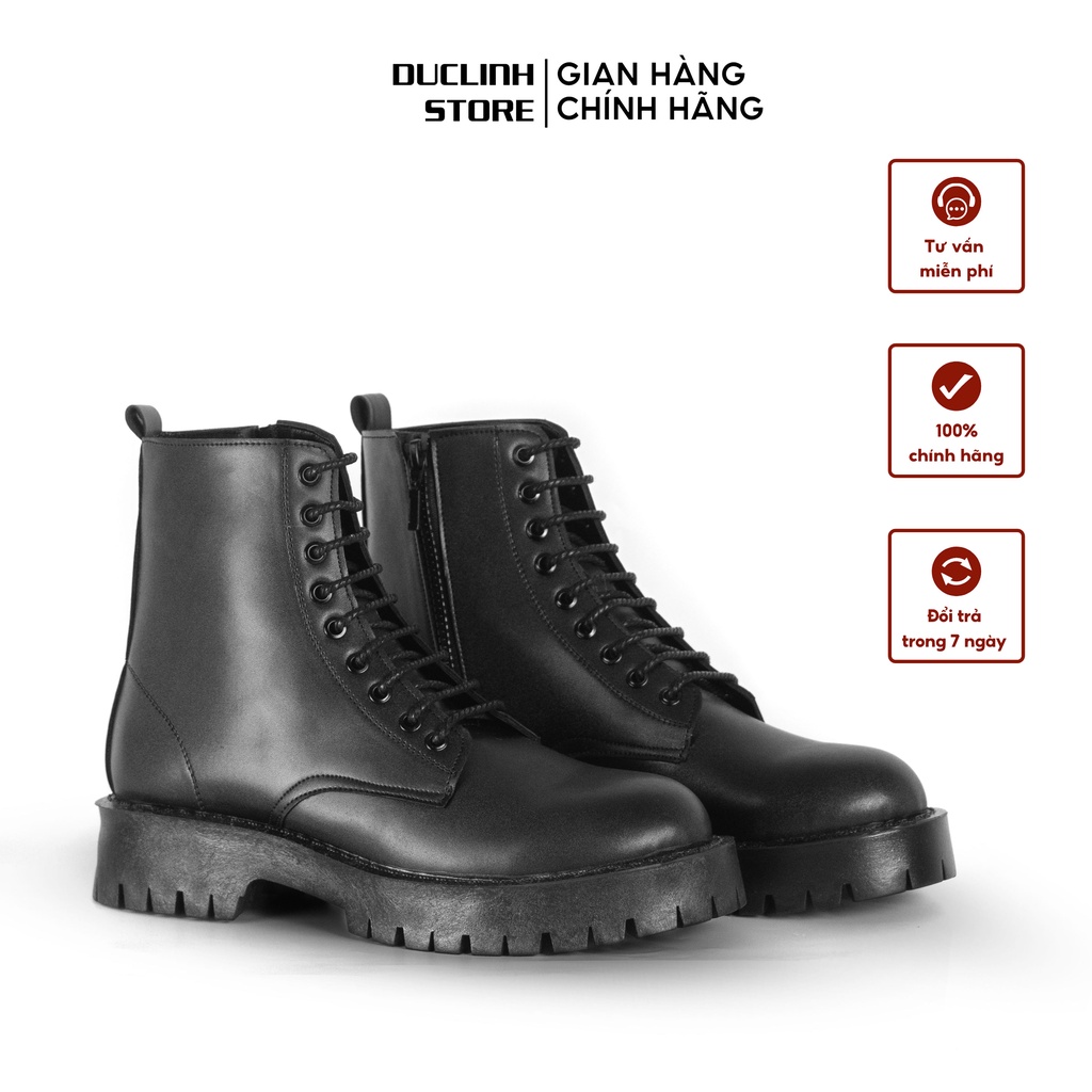 Đốc Cao Cổ Khóa Zip Đế Chunky - Tăng chiều cao 5cm - Đốc Boots Cao Cổ Dáng Martin - Boots Da Nam Nữ - Đức Linh GDA065