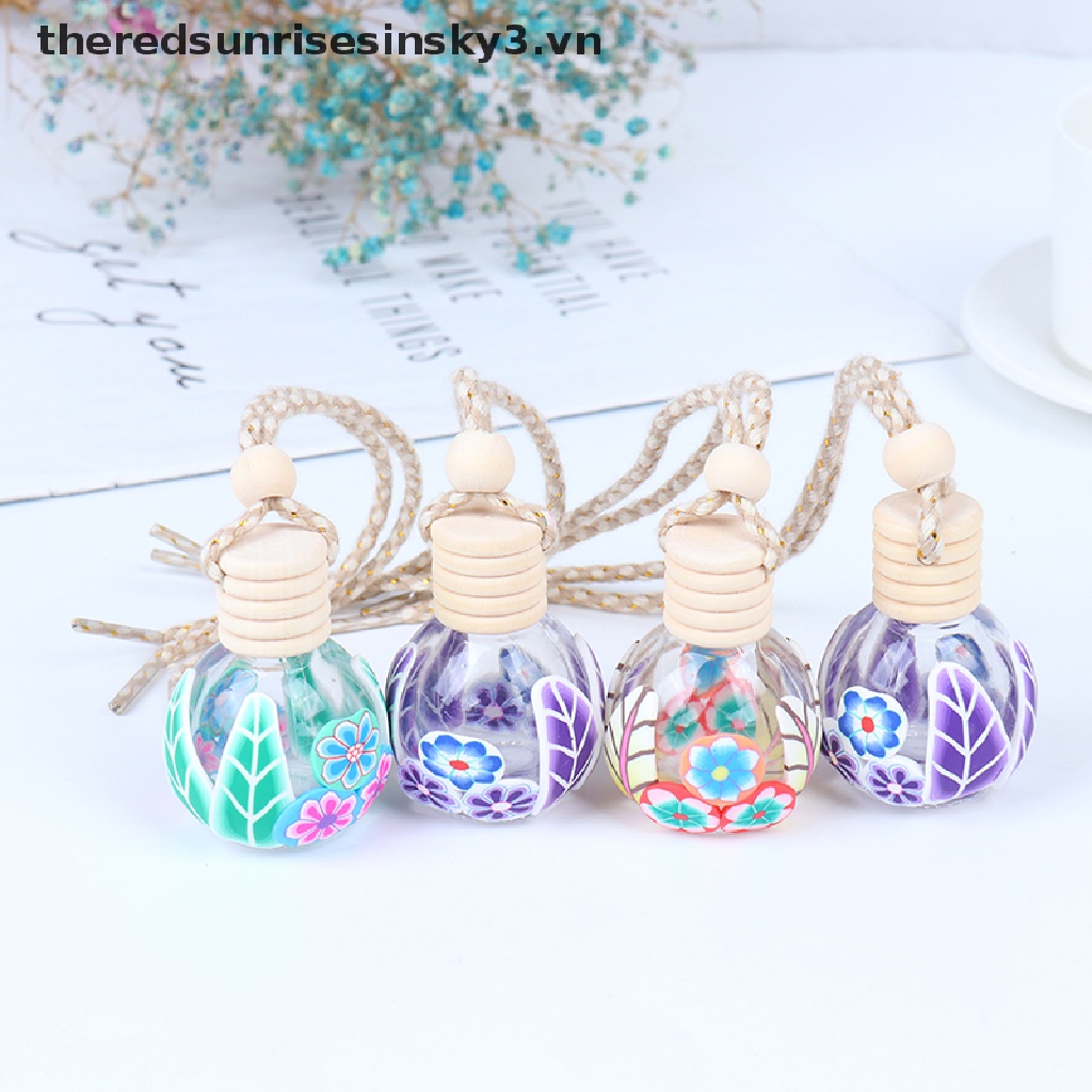 1 Lọ Thủy Tinh Rỗng Đựng Hoa / Nước Hoa Treo Xe Hơi / Nhà Cửa Nhiều Màu Sắc Có Móc Khóa