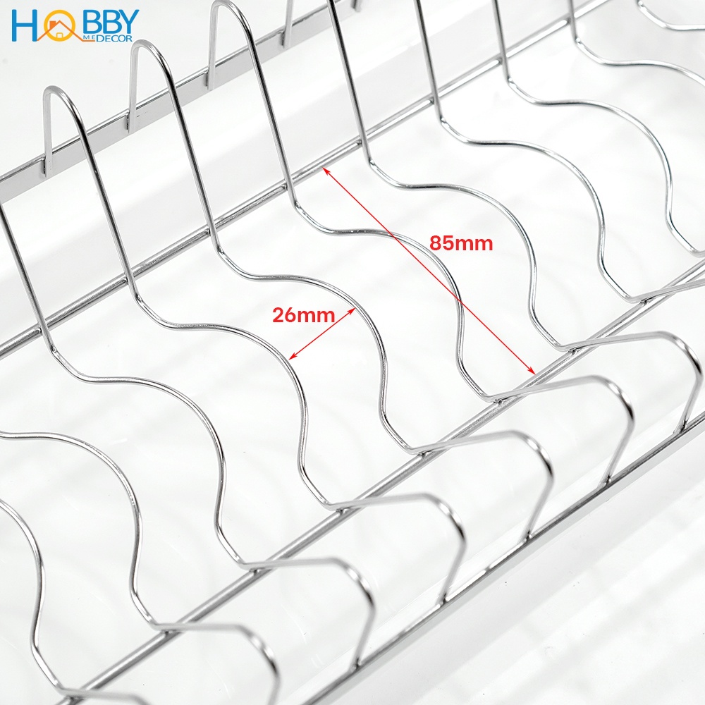 Kệ đựng đĩa nhà bếp 12 ngăn HOBBY Home Decor KUDN12 - chuẩn inox 304 và kèm khay nhựa hứng nước