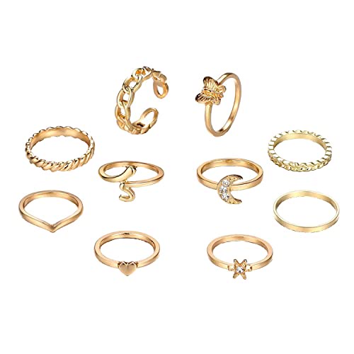 Set 10 Nhẫn Đeo Khớp Ngón Tay Phong Cách Vintage Thời Trang Cho Nữ