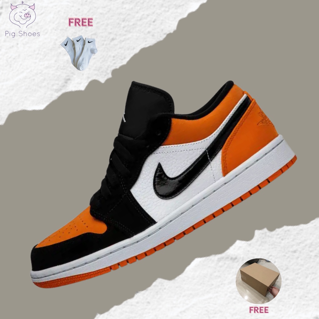 Giày Nike Air Jordan 1 Low Shattered Backboard, JD Thấp Cam Đen Bản Đẹp Chuẩn SC, Đầy Đủ Box - Bill; Tặng Vớ Trắng