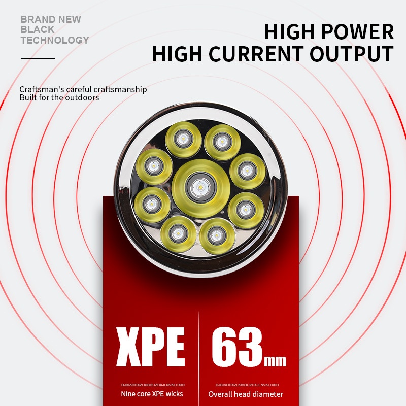 Đèn Pin Mini 9 Bóng Led Bằng Nhôm Siêu Sáng Kèm Sạc USB Tiện Dụng Mang Theo Du Lịch