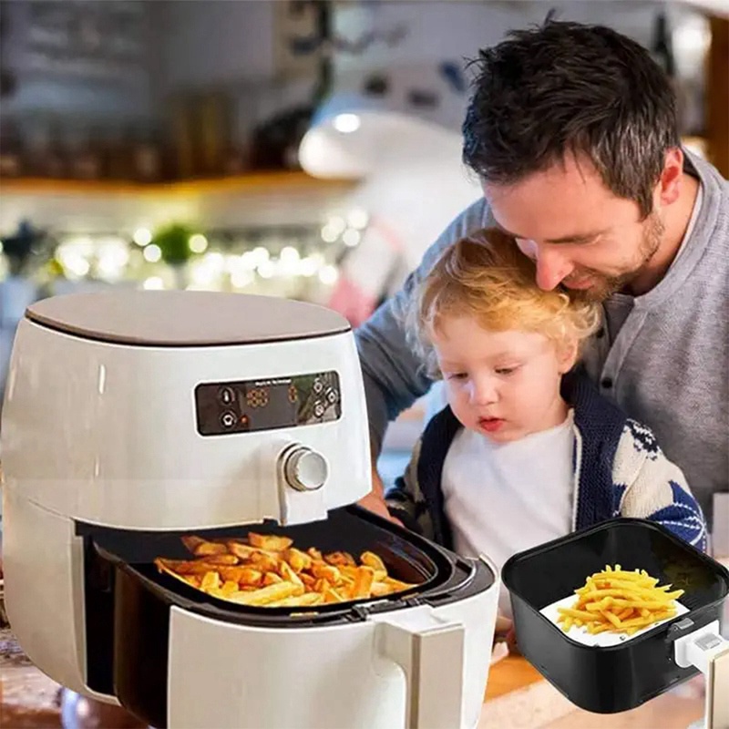 Bộ 100 Giấy Lót Nồi Chiên Không Dầu Dùng Một Lần Tiện Dụng