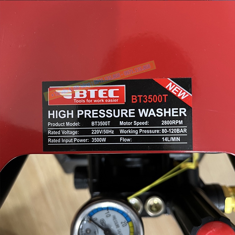 Máy Rửa Xe Gia Đình 3500W, Rửa xe cao áp, BTEC BT3500T
