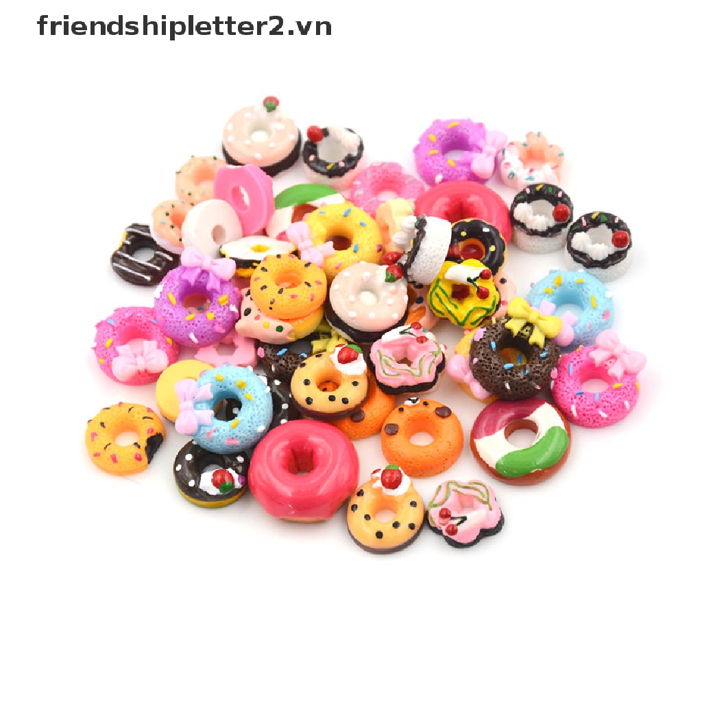 [Phụ Kiện] Set 10 Mô Hình Bánh Donut Bằng Nhựa Resin Đáng Yêu Trang Trí Điện Thoại Nhà Búp Bê DIY