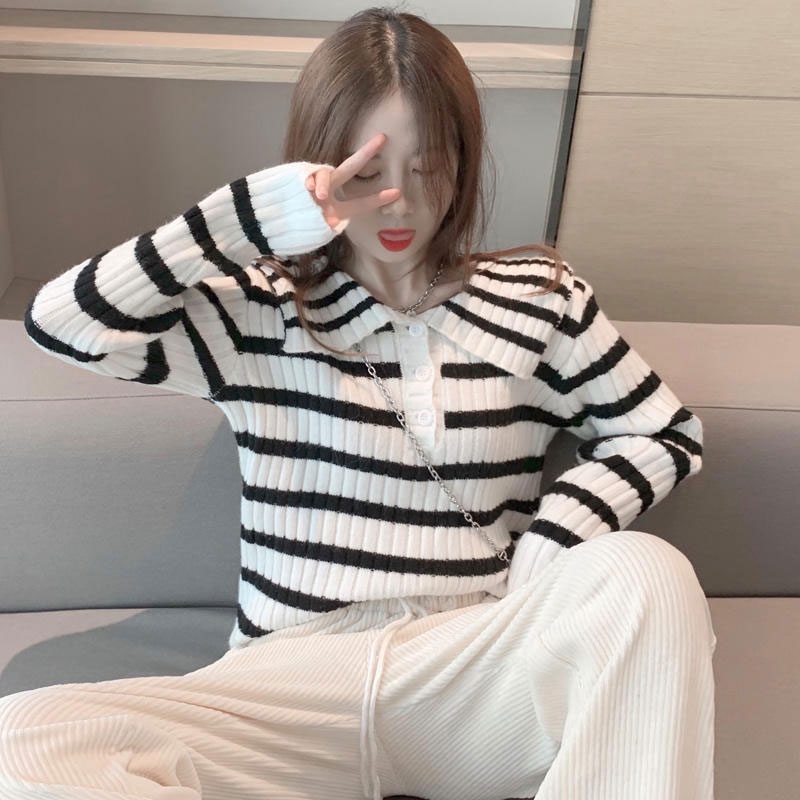 Aphrod Áo Thun Nữ Dài Tay Sọc Ngang Mới