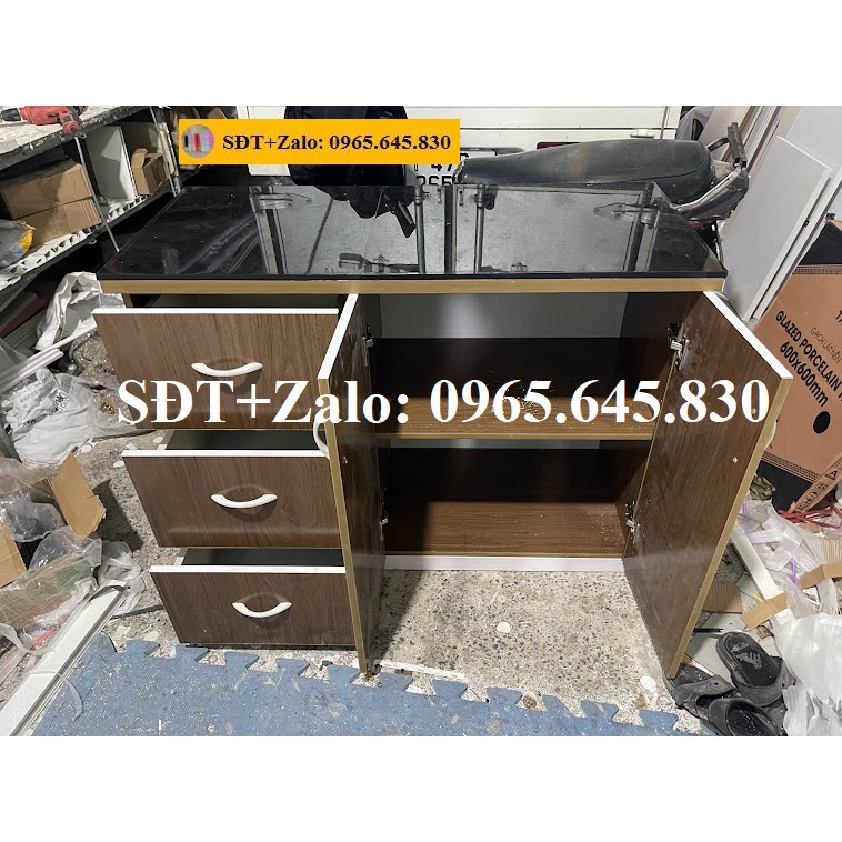 Tủ Bếp Nhựa Đài Loan Cao 81cm Ngang 1m05 Sâu 42cm Không Bồn Màu Óc Chó TB029