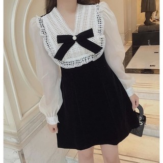 SỈ  VÁY VIỀN REN ĐÍNH NƠ NGỰC TAY TƠ CHO NỮ Q553900