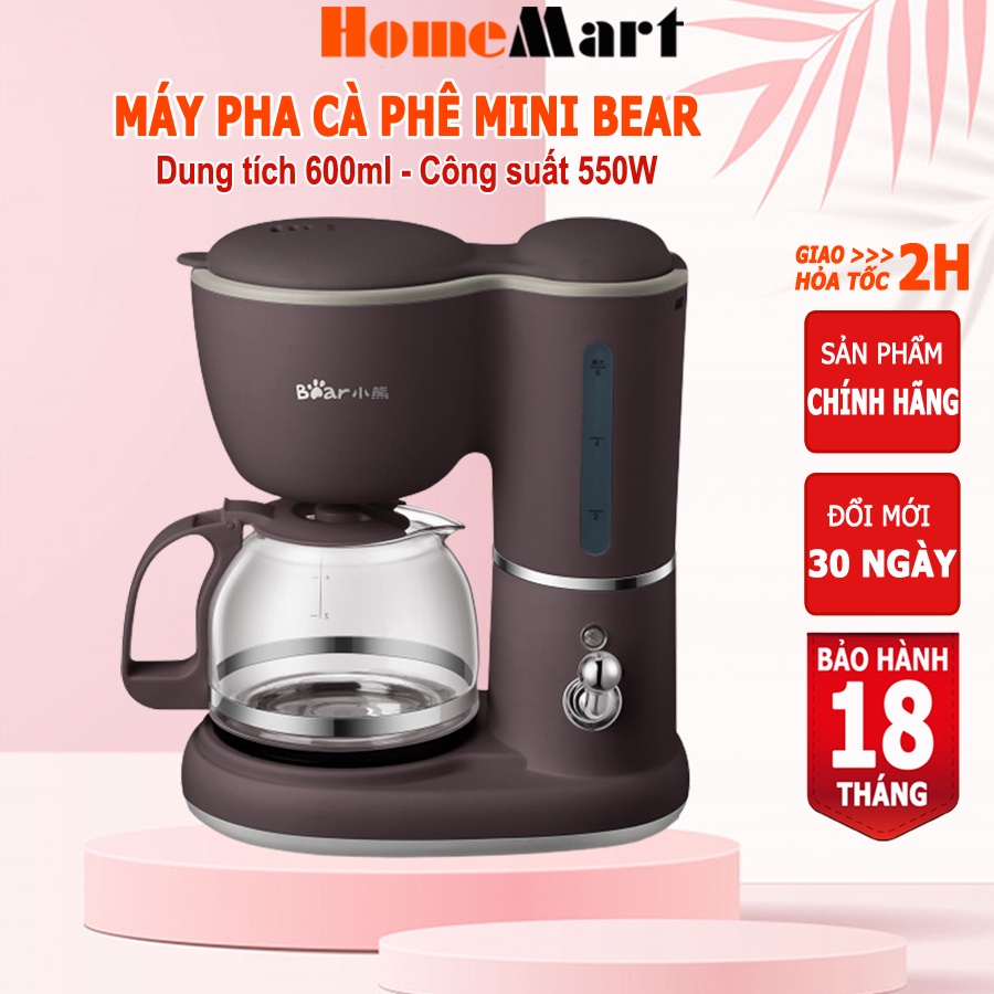 Máy pha cafe mini Bear KFJ-A06K1/A06Q1, máy pha cà phê mini tự động dung tích 600ml – Hàng chính hãng BH 6-18 tháng