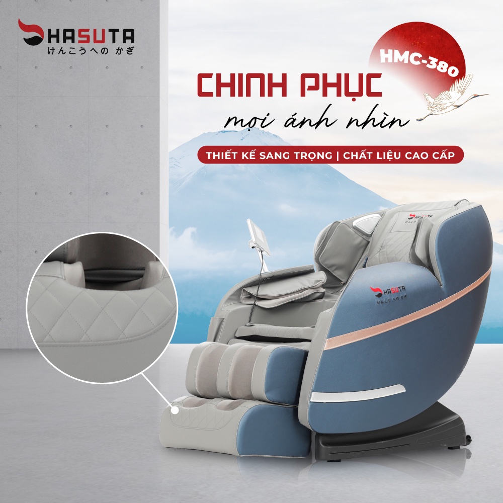 Ghế Massage toàn thân Hasuta HMC-380,Massage không trọng lực hiện đại,Bluetooth,hệ thống 6 bi lăn,nhiều bài tập đa dạng