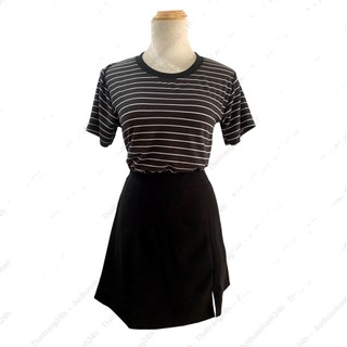 Áo Thun Đen Sọc Trắng Unisex Vải Mền Mịn Mặc Mát