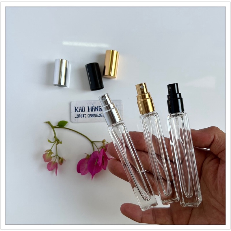 SET 50 Lọ Chai thủy tinh cao 10ml đầu xịt sương chiết nước Hoa ( giá sỉ)- Chai hủ lọ nhỏ trong suốt đựng xịt mẫu thử