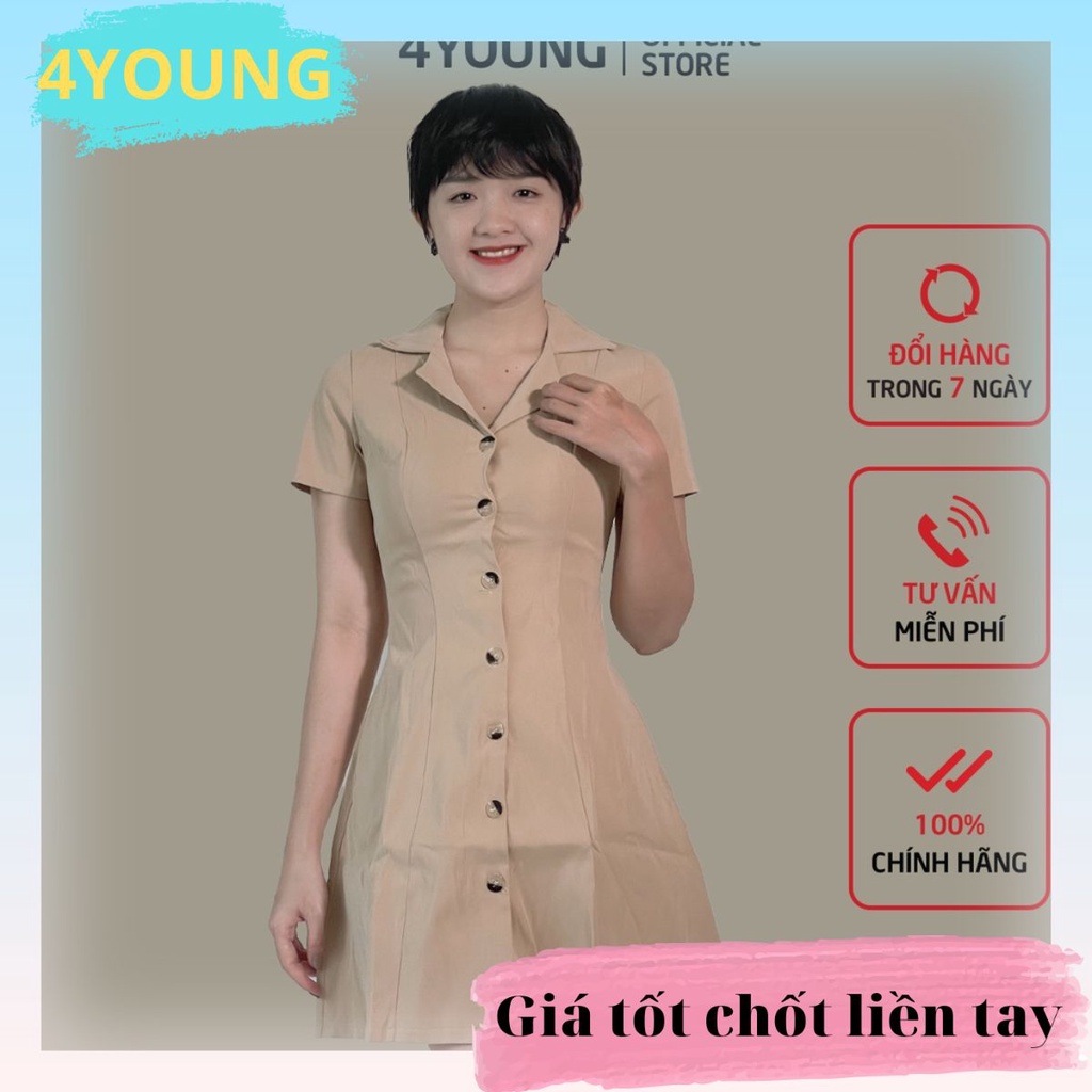 Đầm công sở tay ngắn cao cấp dự tiệc thiết kế thời trang 4YOUNG D2044