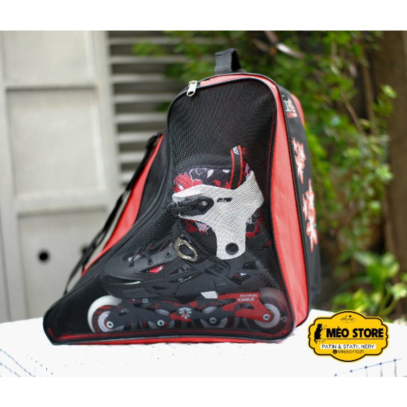 Túi đựng giày patin có 3 ngăn: ĐỰNG GIÀY PATIN + BẢO HỘ CHÂN TAY + MŨ PATIN và các đồ dùng cá nhân khác