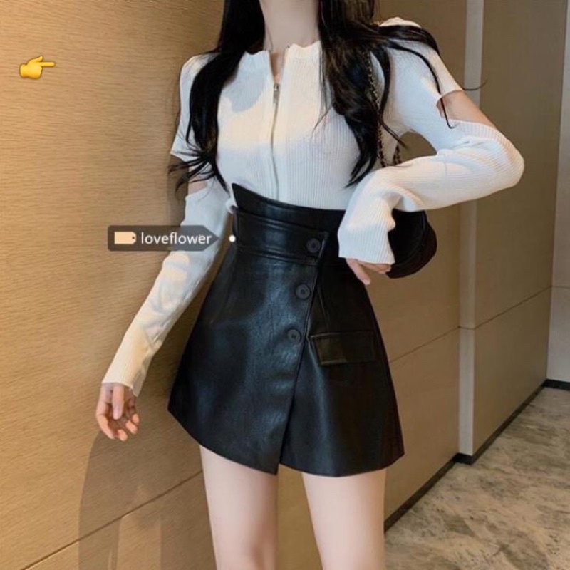 Chân váy da vạc chéo đen nâu, QUẦN VÁY DA MÀU ĐEN NÂU HOT HIT HIỆN ĐẠI THỜI TRANG quần da 3 khuy 💕💕💕UN98888