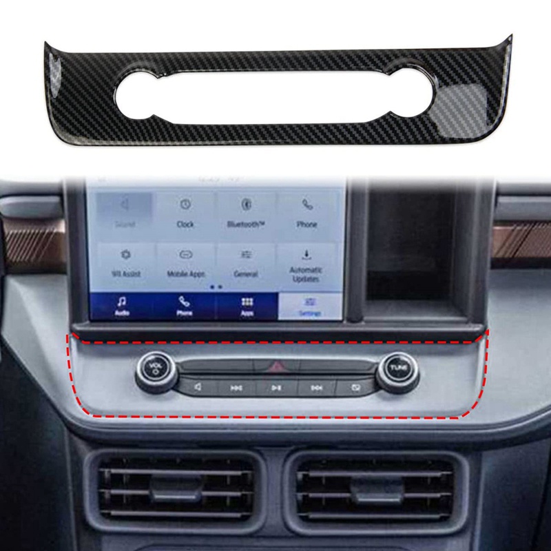 Khung Nhựa ABS In Họa Tiết Sợi Carbon Dán Bảng Điều Chỉnh Trung Tâm Điều Chỉnh Được Cho Ford Maverick 2022 +