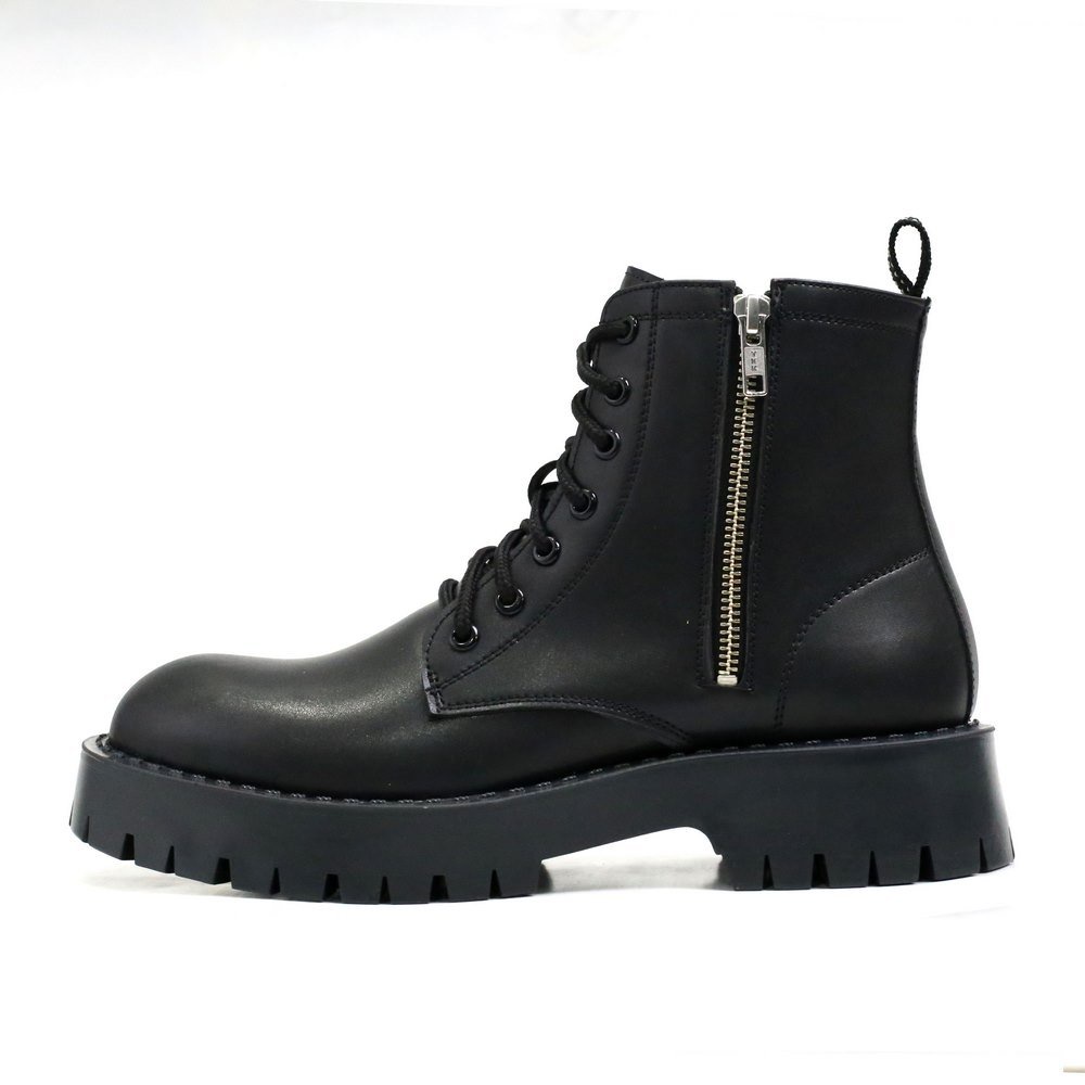 Giày Chunky Combat Boots da khóa kéo thời trang INICHI G1111 da lì chống nhăn