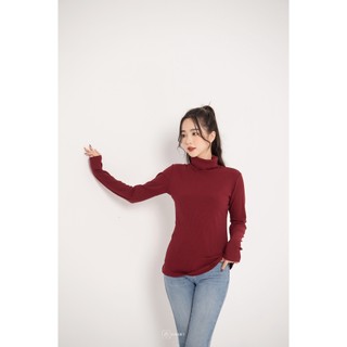 Áo len cổ lọ đỏ đô chất len tăm mềm Harriet