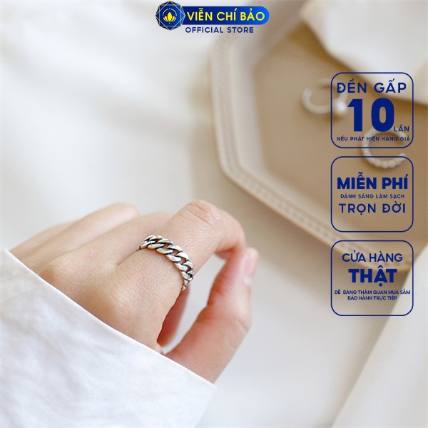 Nhẫn xích nữ hở chất liệu bạc Thái 925 thời trang phụ kiện trang sức nữ Viễn Chí Bảo N000072