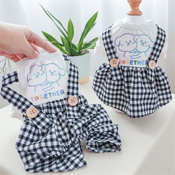 Bộ yếm 2 dây kẻ caro Together