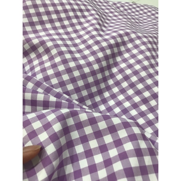 Vải Cotton sọc caro màu tím mềm mịn đẹp xinh(khổ 1m5)may đầm váy,áo sơ mi