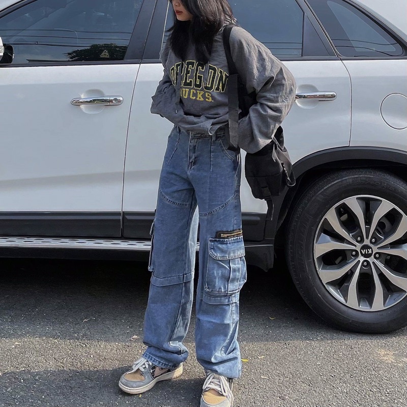 Quần Jean NẤM DÀI, túi hộp khoá kéo dành cho mét 6 - mét 7