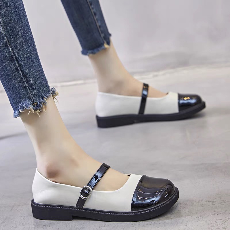 Giày Búp Bê Tiểu Thư Da Mềm Bóng Cao 3 Phân Mũi Vuông Mớii