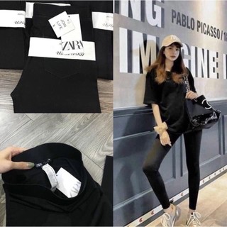 Quần legging zaza lưng cao chất cotton co giãn