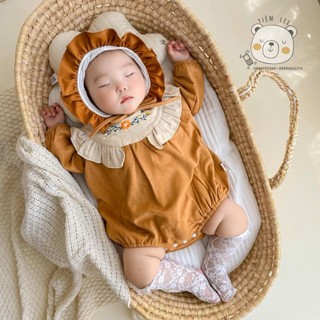 Body Bé Gái 0-1 tuổi Kèm Mũ Phog Cách Vintage 6808 CÒN 90