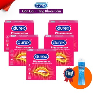 [Tặng Gel Bôi Trơn] Bao cao su Durex Pleasuremax Gân Gai (Hộp 3Bao) Siêu Khoái Cảm Cho Cuộc Yêu Thăng Hoa