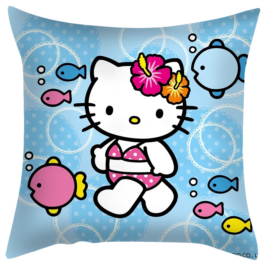 Vỏ Gối Hình Vuông Bằng Polyester In Họa Tiết Hello Kitty Dễ Thương Trang Trí Nhà Cửa / Xe Hơi