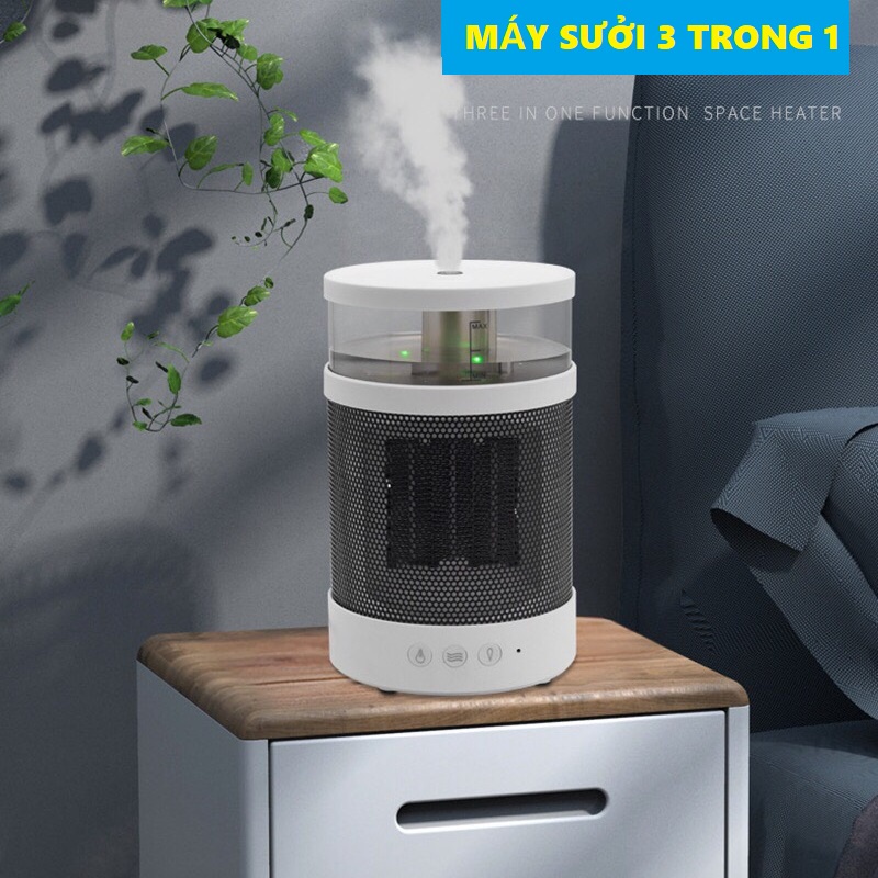 Quạt sưởi để bàn có chức năng hẹn giờ, đèn Led 7 màu, tạo ẩm ,an toàn, tiết kiệm , tản nhiệt tốt